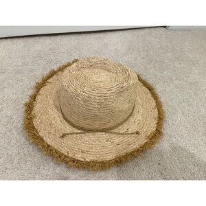 NWOT Hat Attack Fringe Brim Raffia Straw Sun Hat